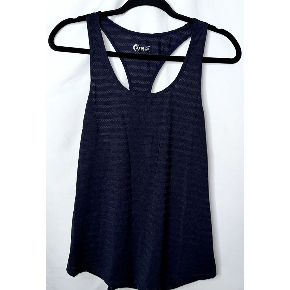 Zyia Active Womens Sz XL Navy Cubana Racerback Sleeveless Yoga Workout Tank Top